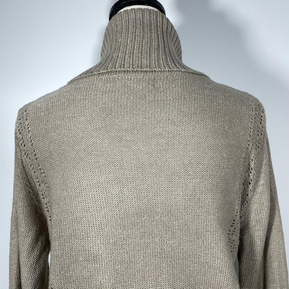 NY & CO Tan Turtleneck Open Knit On Sides Long Sleeve Pullover Sweater M - Picture 10 of 11
